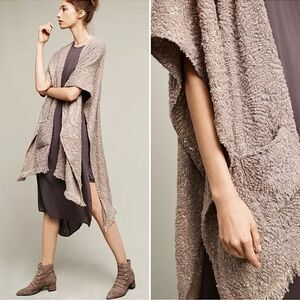 Anthropologie “metallic kimono” sleeveless duster cardigan neutral all sizes NWT